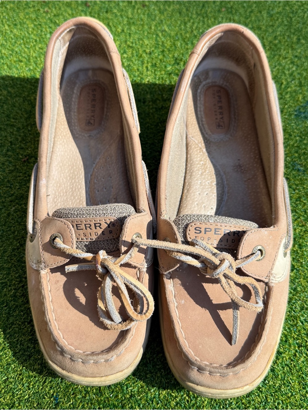 Sperry Top-Sider Women’s 9M Tan Leather Boat Shoes Casual Comfort Moc Toe